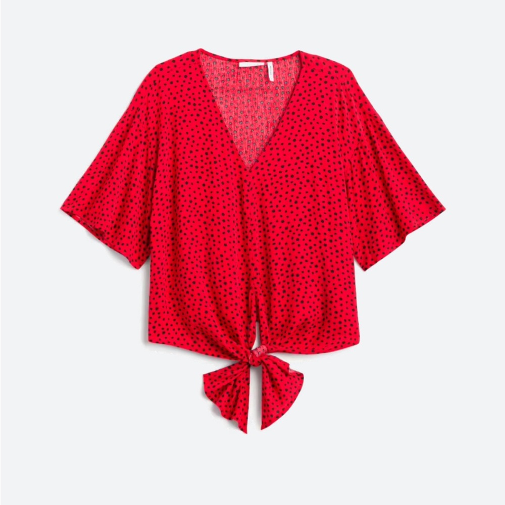 Red Tie Front Crop Top